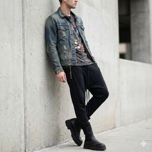 One Golden Thread Tree Pant Mens One Size Black Harem Drop Crotch Lounge Modal